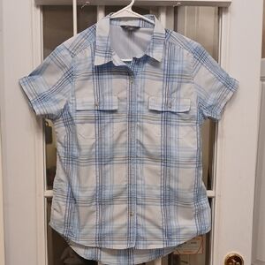 Eddie Bauer Sky Blue Checkered Button-Down Shirt